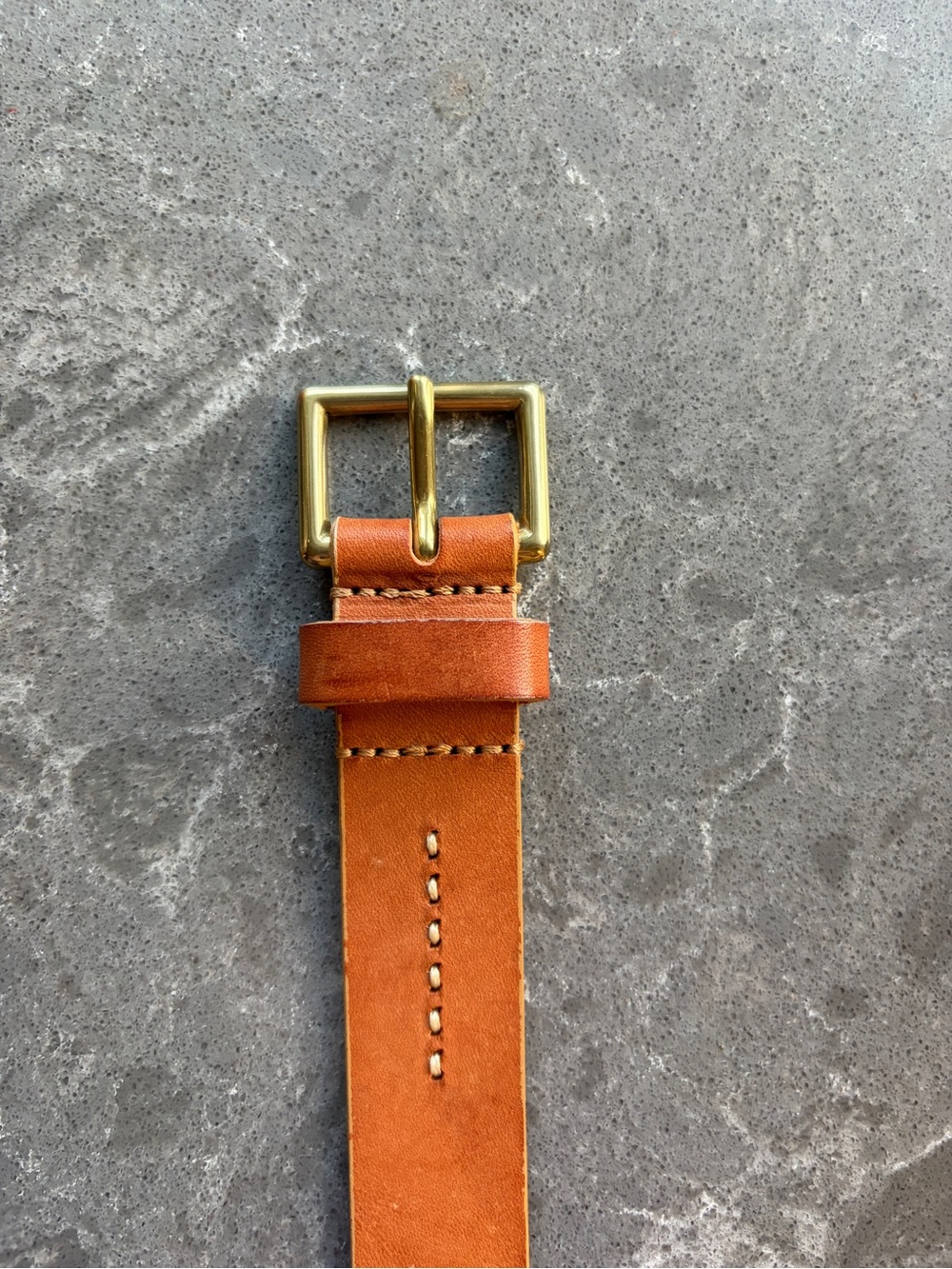 TOSCA BLU Cognac Italian Leather Belt with Brass Buckle - Picture 2 of 5